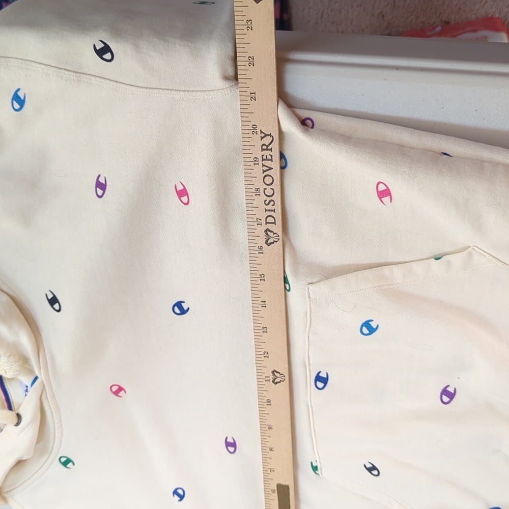 Champion, multicolor logo cream Color hoodie, SM - Picture 5 of 8
